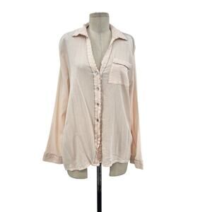 Skin Worldwide Pajama Top Long Sleeve Cotton Gauze‎ Pale Pink Size 3 Large